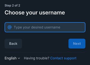 A screenshot of Bluesky for choosing your username