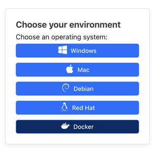 A screenshot of Cloudflare Tunnel to select an environment with Docker highlighted