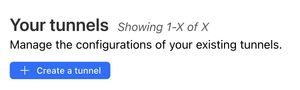 A screenshot of Cloudflare website showing the '+ Create a tunnel' button
