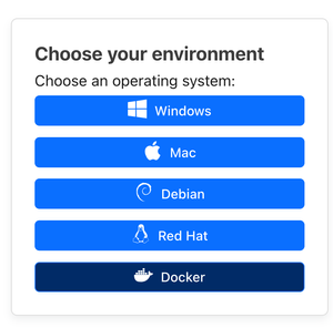 A screenshot of Cloudflare Tunnel to select an environment with Docker highlighted